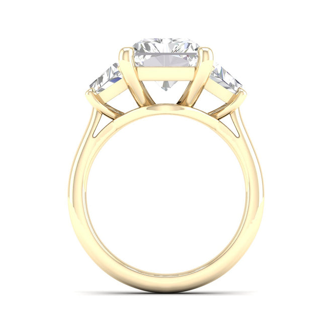 5 1/4 Ctw Emerald Cut Lab Grown Diamond Three Stone Ring 18k Solid Gold