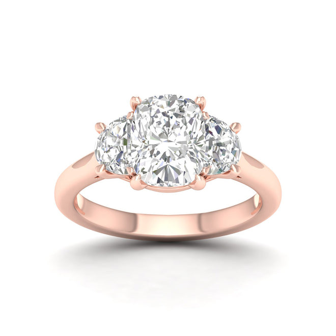 2 5/8 ctw Cushion Side Stone Three Stone Ring