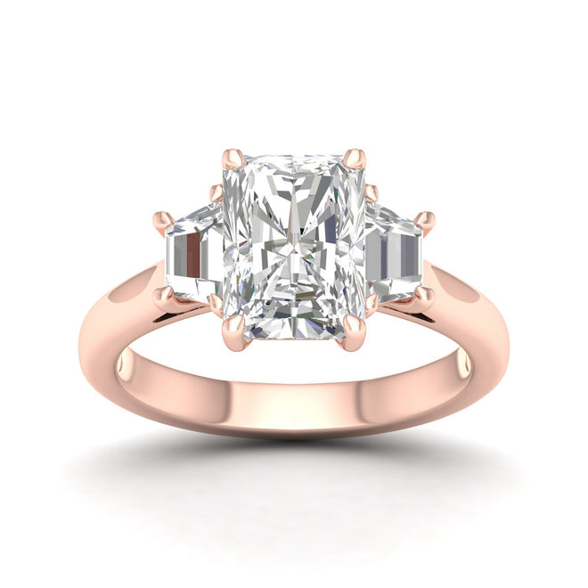 2 1/2 ctw Emerald Trillion Side Stone Three Stone Ring