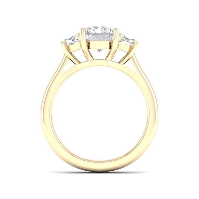 2 1/2 ctw Emerald Trillion Side Stone Three Stone Ring