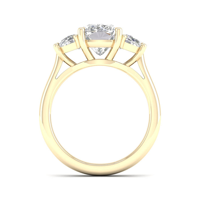 4 ctw Cushion Side Stone Three Stone Ring