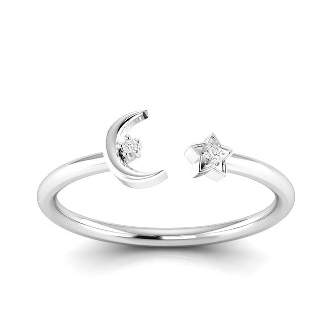 0.02 Ctw Star and Moon Lab Grown Fashion Stackable Ring