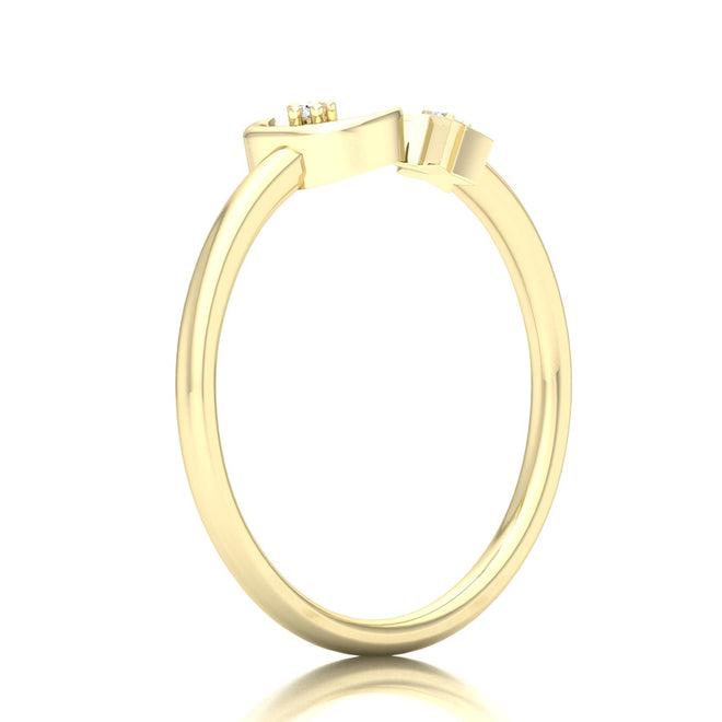 0.02 Ctw Star and Moon Fashion Stackable Ring