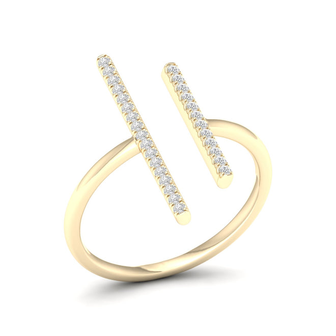 1/6 Ctw Round Cut Lab Grown Diamond Parallel Fashion Ring 14k Solid Gold