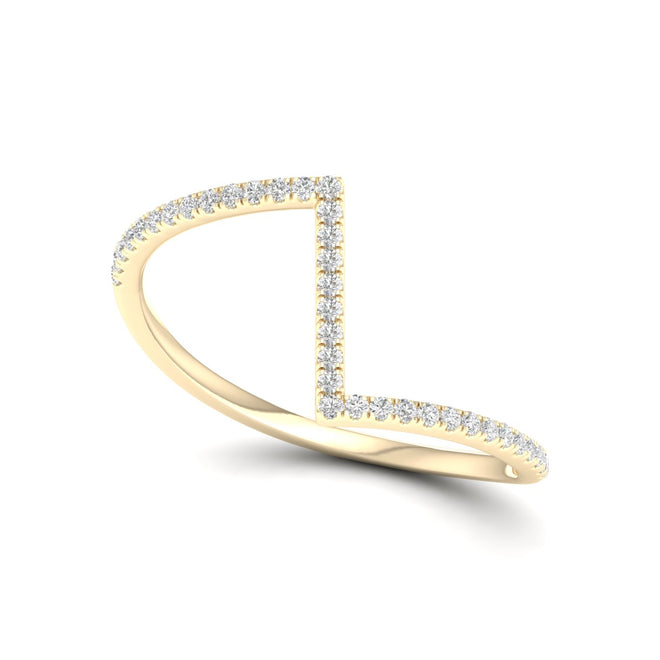 1/5 Ctw Round Cut Lab Grown Diamond Zed Fashion Ring 14k Solid Gold