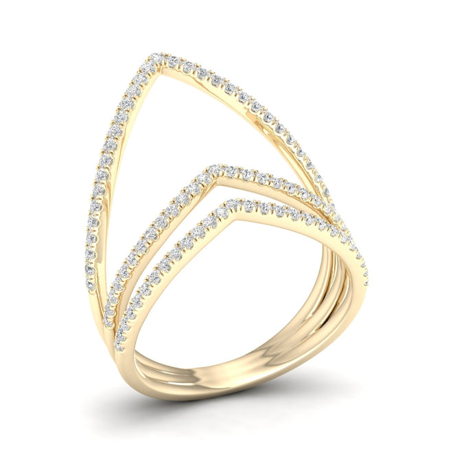 1/3 ctw Round Cut Lab Grown Diamond Freecia Fashion Ring 14k Solid Gold