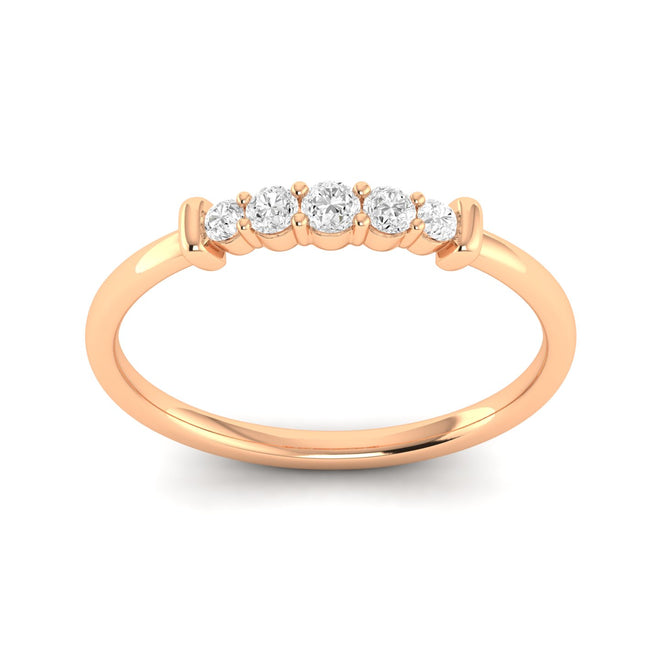 Lab Grown Diamond Five Stone Ring Band 9k Solid Gold