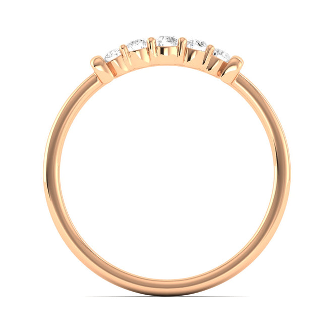 Lab Grown Diamond Five Stone Ring Band 9k Solid Gold