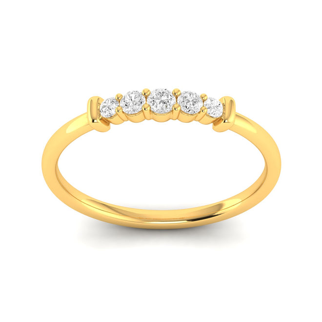 Lab Grown Diamond Five Stone Ring Band 9k Solid Gold