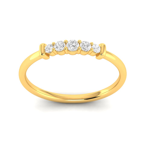 Lab Grown Diamond Five Stone Ring Band 9k Solid Gold