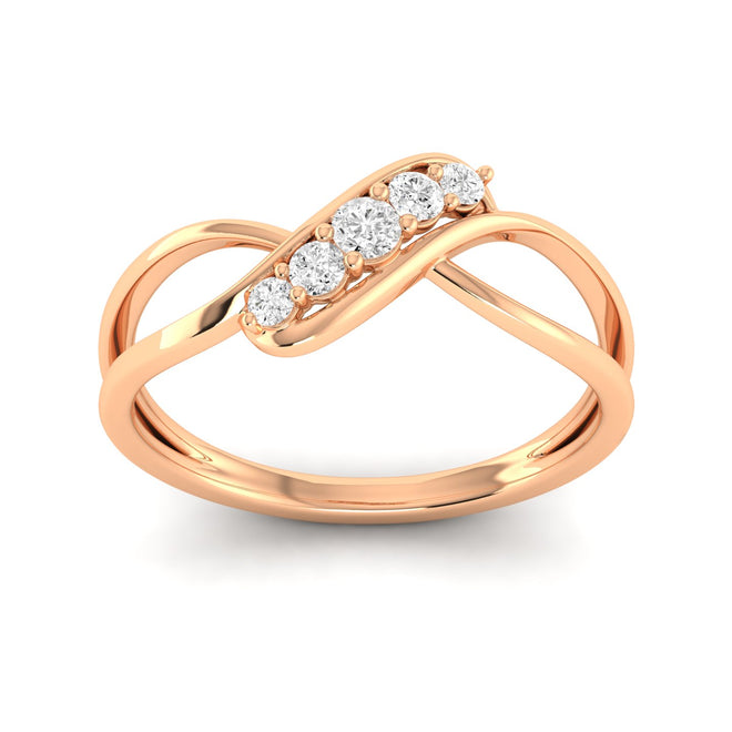 Lab Grown Diamond Five Stone InfinityRing Band 9k Solid Gold