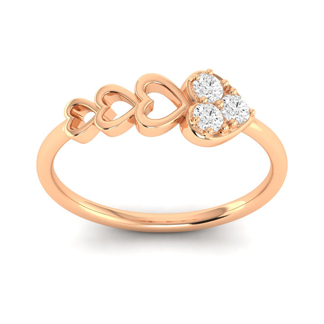 Lab Grown Diamond Heart Propose Ring Band 9k Solid Gold