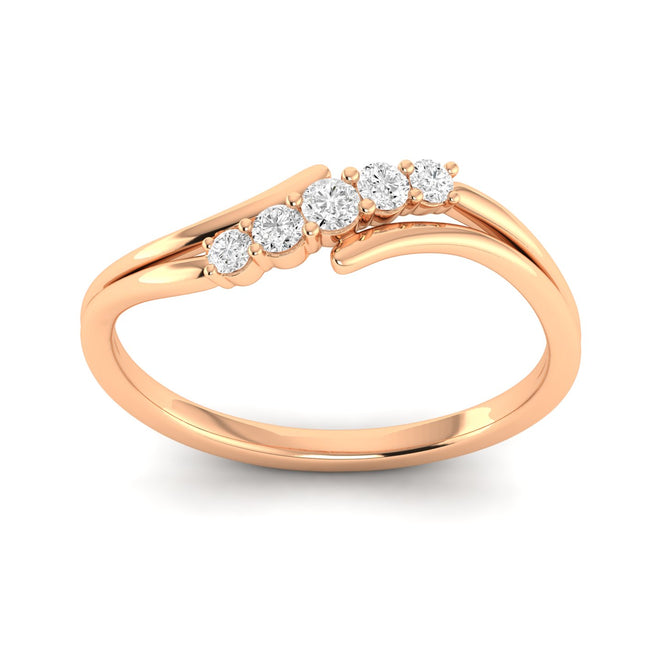Lab Grown Diamond Five Stone Propose Ring Band 9k Solid Gold