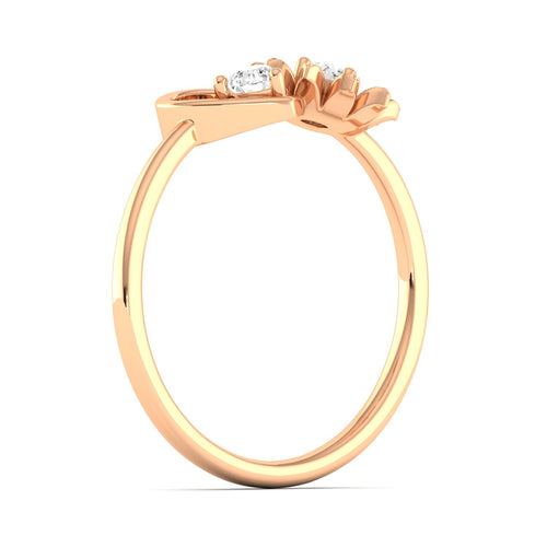 Lab Grown Diamond Two Stone Heart Flower Propose Ring Band 9k Solid Gold
