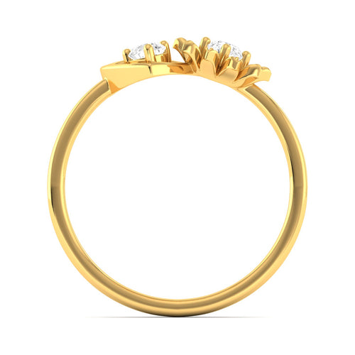Lab Grown Diamond Two Stone Heart Flower Propose Ring Band 9k Solid Gold