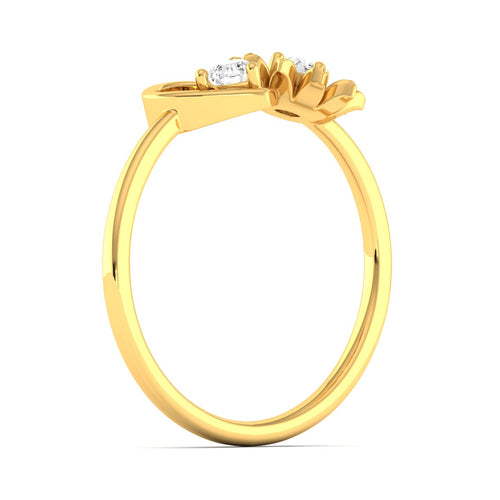 Lab Grown Diamond Two Stone Heart Flower Propose Ring Band 9k Solid Gold