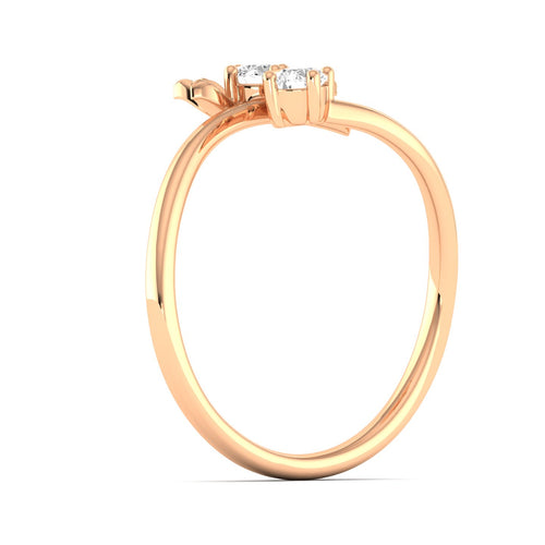 Lab Grown Diamond Two Stone Heart Flower Propose Ring Band 9k Solid Gold