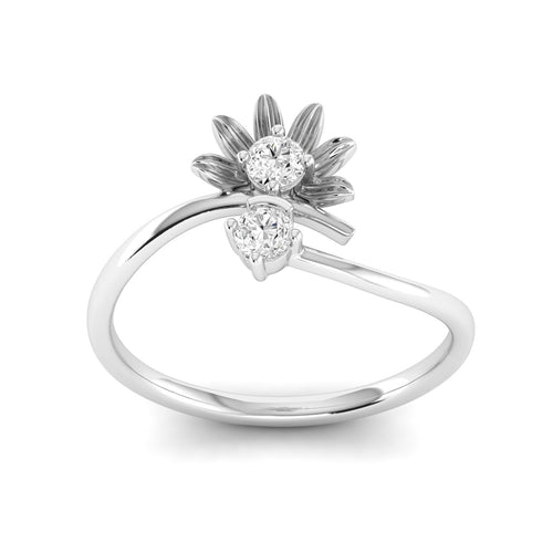 Lab Grown Diamond Two Stone Heart Flower Propose Ring Band 9k Solid Gold