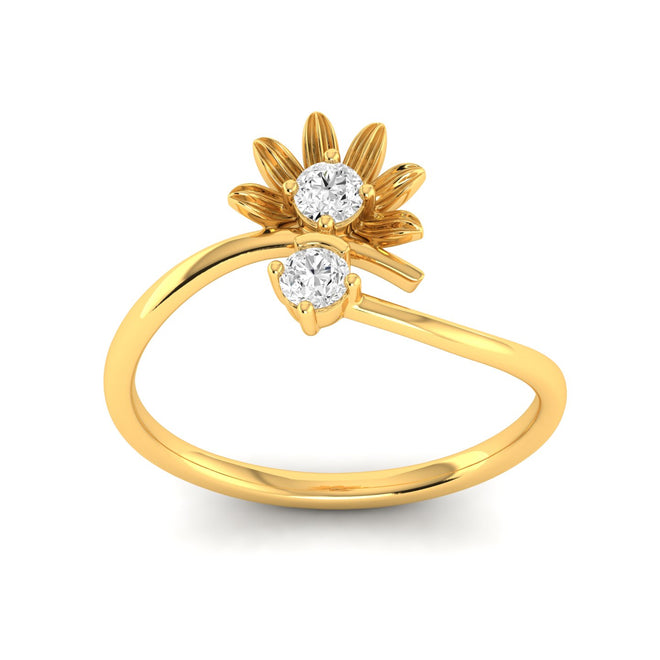 Lab Grown Diamond Two Stone Heart Flower Propose Ring Band 9k Solid Gold