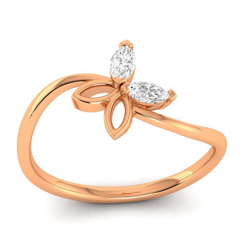 Lab Grown Diamond Butterfly Ring 9k Solid Gold