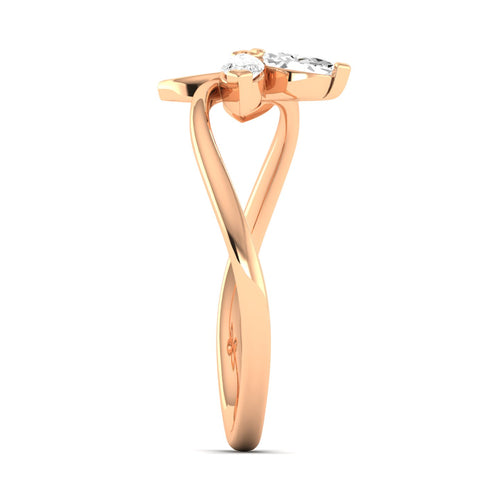 Lab Grown Diamond Butterfly Ring 9k Solid Gold