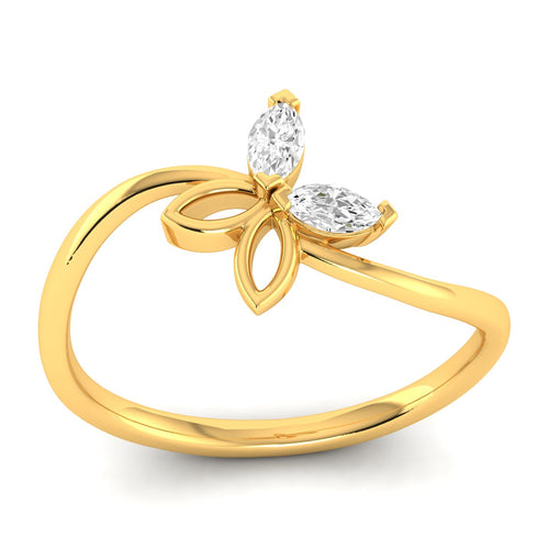Lab Grown Diamond Butterfly Ring 9k Solid Gold