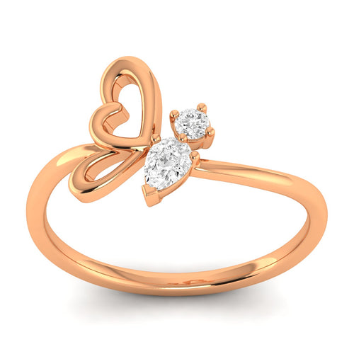 Lab Grown Diamond Butterfly Wing Ring 9k Solid Gold