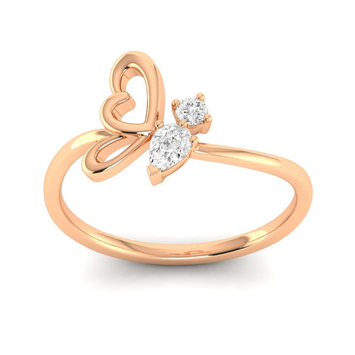 Lab Grown Diamond Butterfly Wing Ring 9k Solid Gold