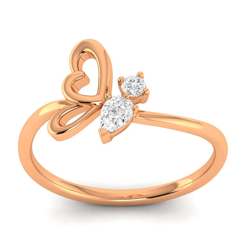 Lab Grown Diamond Butterfly Wing Ring 9k Solid Gold