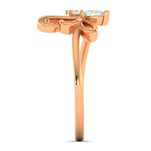 Lab Grown Diamond Butterfly Wing Ring 9k Solid Gold