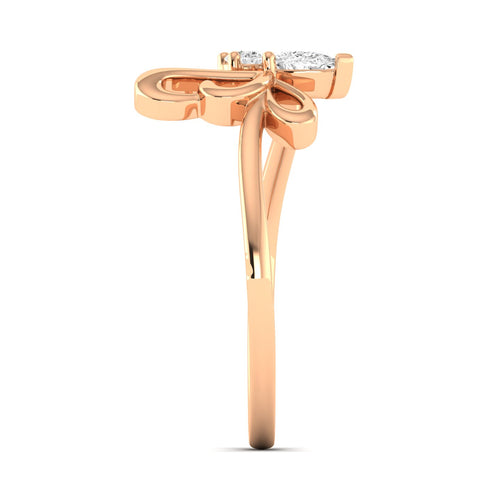 Lab Grown Diamond Butterfly Wing Ring 9k Solid Gold