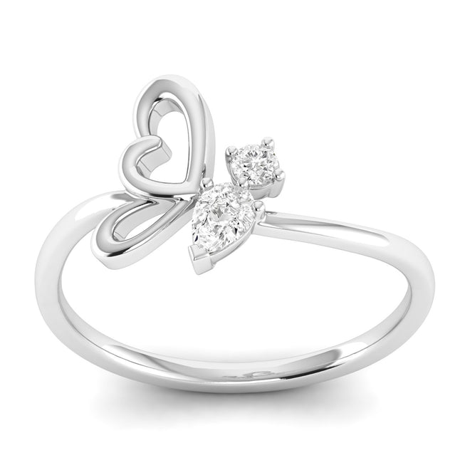 Lab Grown Diamond Butterfly Wing Ring 9k Solid Gold