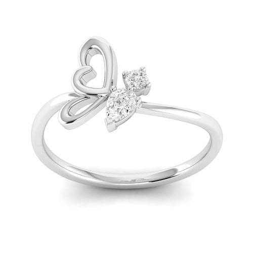 Lab Grown Diamond Butterfly Wing Ring 9k Solid Gold