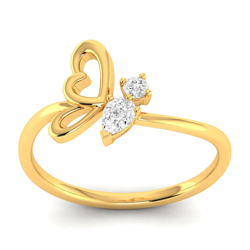 Lab Grown Diamond Butterfly Wing Ring 9k Solid Gold