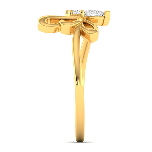 Lab Grown Diamond Butterfly Wing Ring 9k Solid Gold