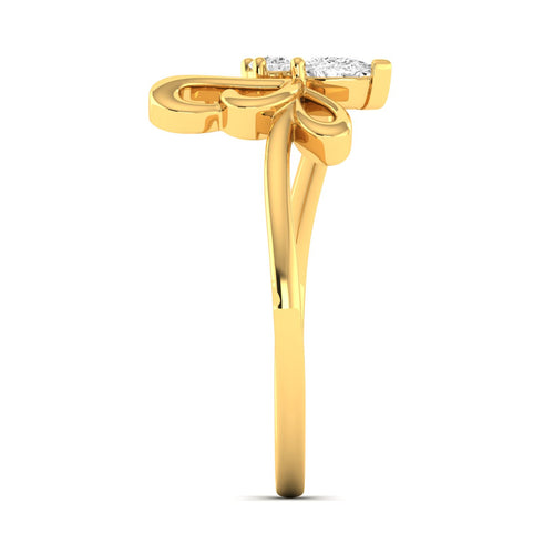 Lab Grown Diamond Butterfly Wing Ring 9k Solid Gold