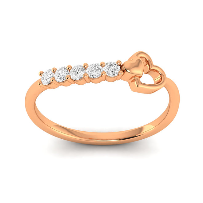 Lab Grown Diamond Double Heart Ring 9k Solid Gold