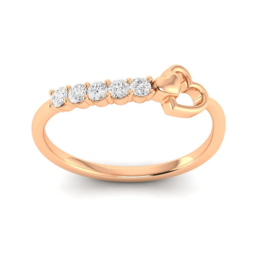 Lab Grown Diamond Double Heart Ring 9k Solid Gold