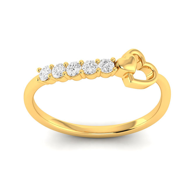 Lab Grown Diamond Double Heart Ring 9k Solid Gold