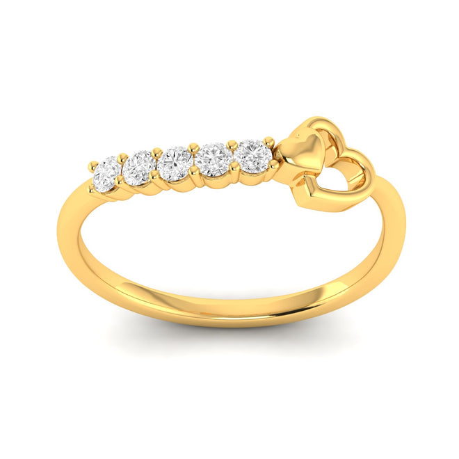 Lab Grown Diamond Double Heart Ring 9k Solid Gold