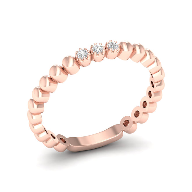 0.05 Ctw Three Stone Bubble Stack Ring