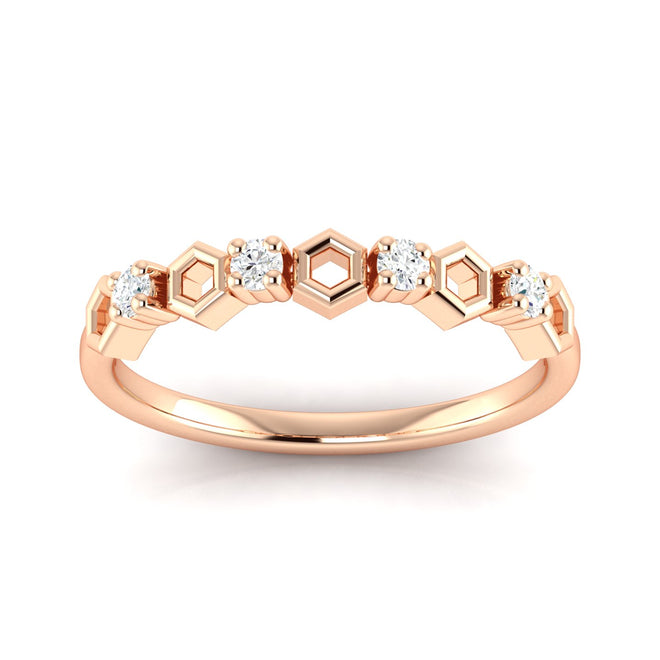 1/10 Ctw Hexagon Fashion Stackable Ring