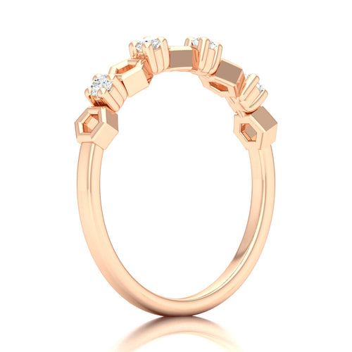 1/10 Ctw Hexagon Lab Grown Fashion Stackable Ring