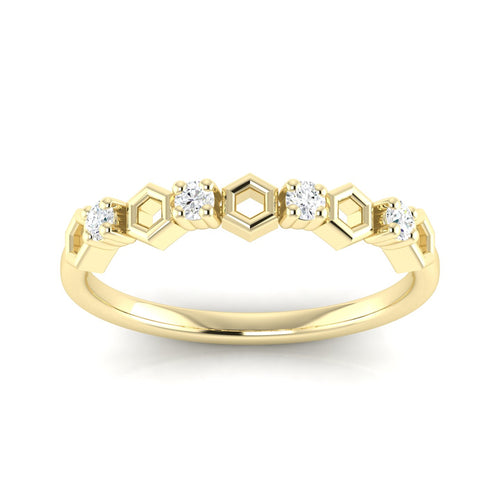 1/10 Ctw Hexagon Lab Grown Fashion Stackable Ring