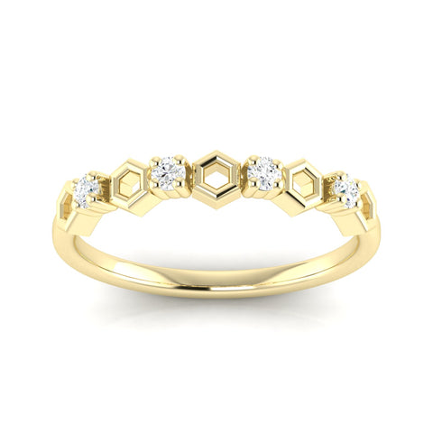 1/10 Ctw Hexagon Fashion Stackable Ring