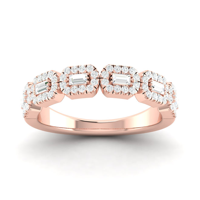 1/2 Ctw Round Baguette Fashion Stackable Ring