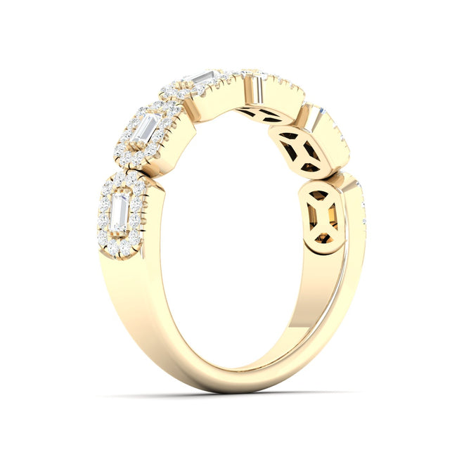 1/2 Ctw Round Baguette Fashion Stackable Ring