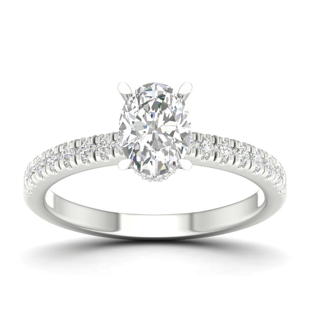 1 1/4 ctw Oval Classic Hidden Halo Lab Grown Ring