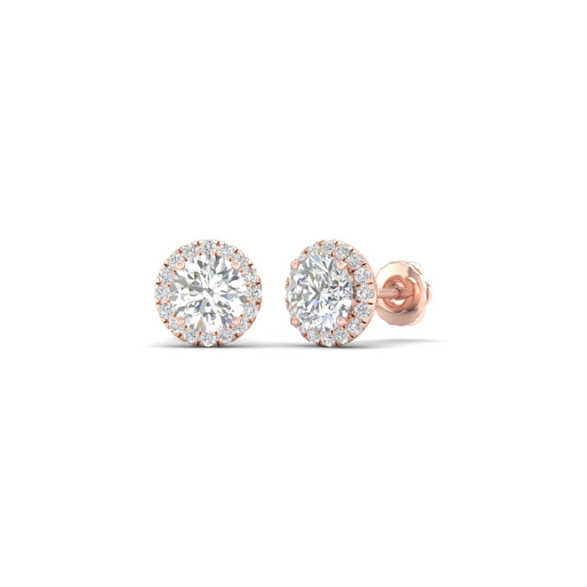 1 1/5 ctw Classic Round Halo Ear Stud