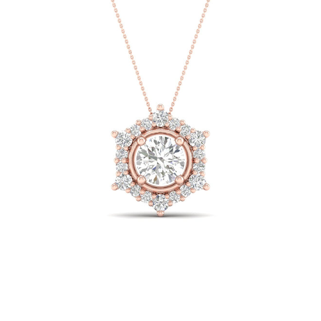 3/4 ctw Hexagonal Halo Pendant